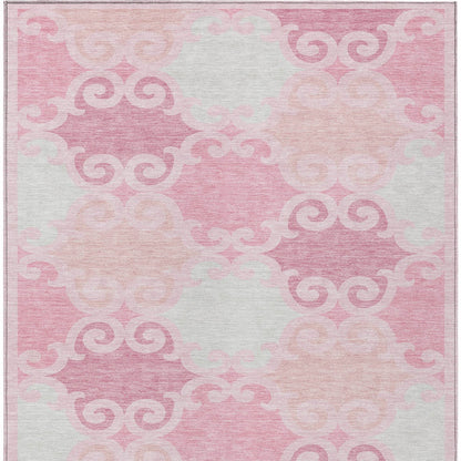 Tabselect Home Line 8' X 10' Pink And Gray Trellis Washable Indoor Outdoor Area Rug