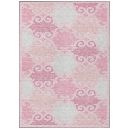 Tabselect Home Line 8' X 10' Pink And Gray Trellis Washable Indoor Outdoor Area Rug
