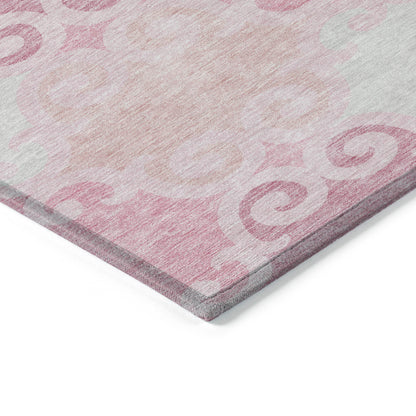 Tabselect Home Line 8' X 10' Pink And Gray Trellis Washable Indoor Outdoor Area Rug