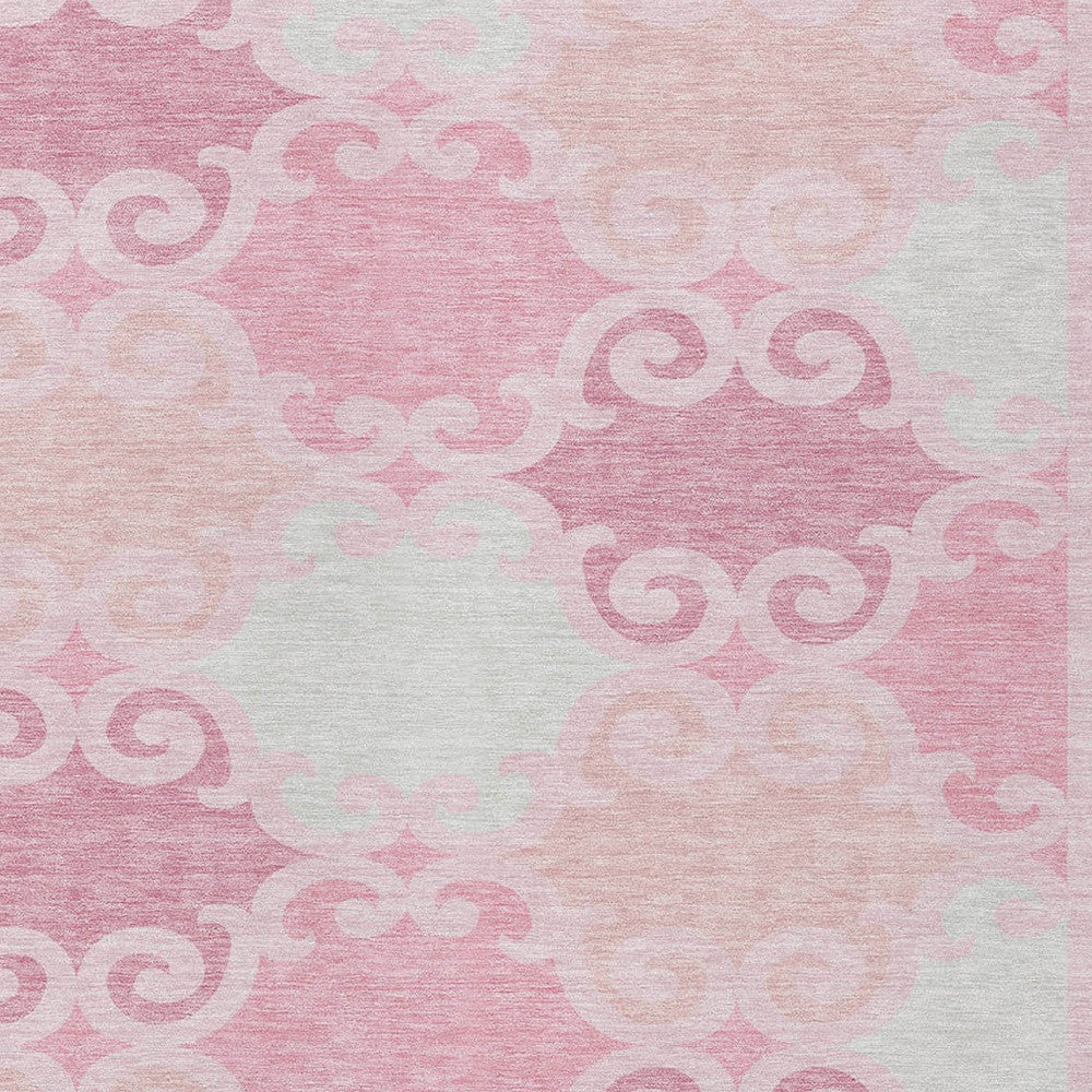 Tabselect Home Line 8' X 10' Pink And Gray Trellis Washable Indoor Outdoor Area Rug