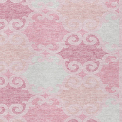 Tabselect Home Line 8' X 10' Pink And Gray Trellis Washable Indoor Outdoor Area Rug