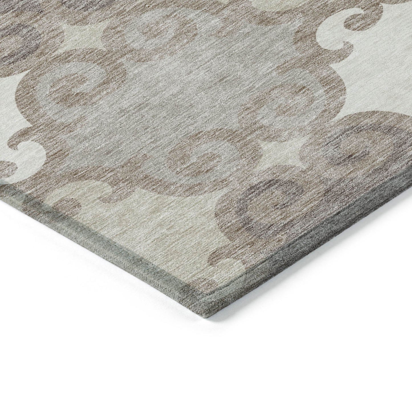 Tabselect Home Line 5' X 8' Taupe Beige And Gray Trellis Washable Indoor Outdoor Area Rug