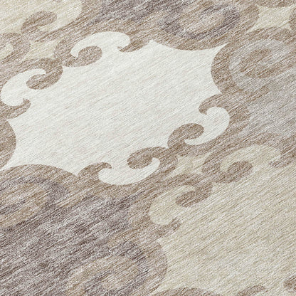 Tabselect Home Line 8' Taupe Beige And Gray Round Trellis Washable Indoor Outdoor Area Rug