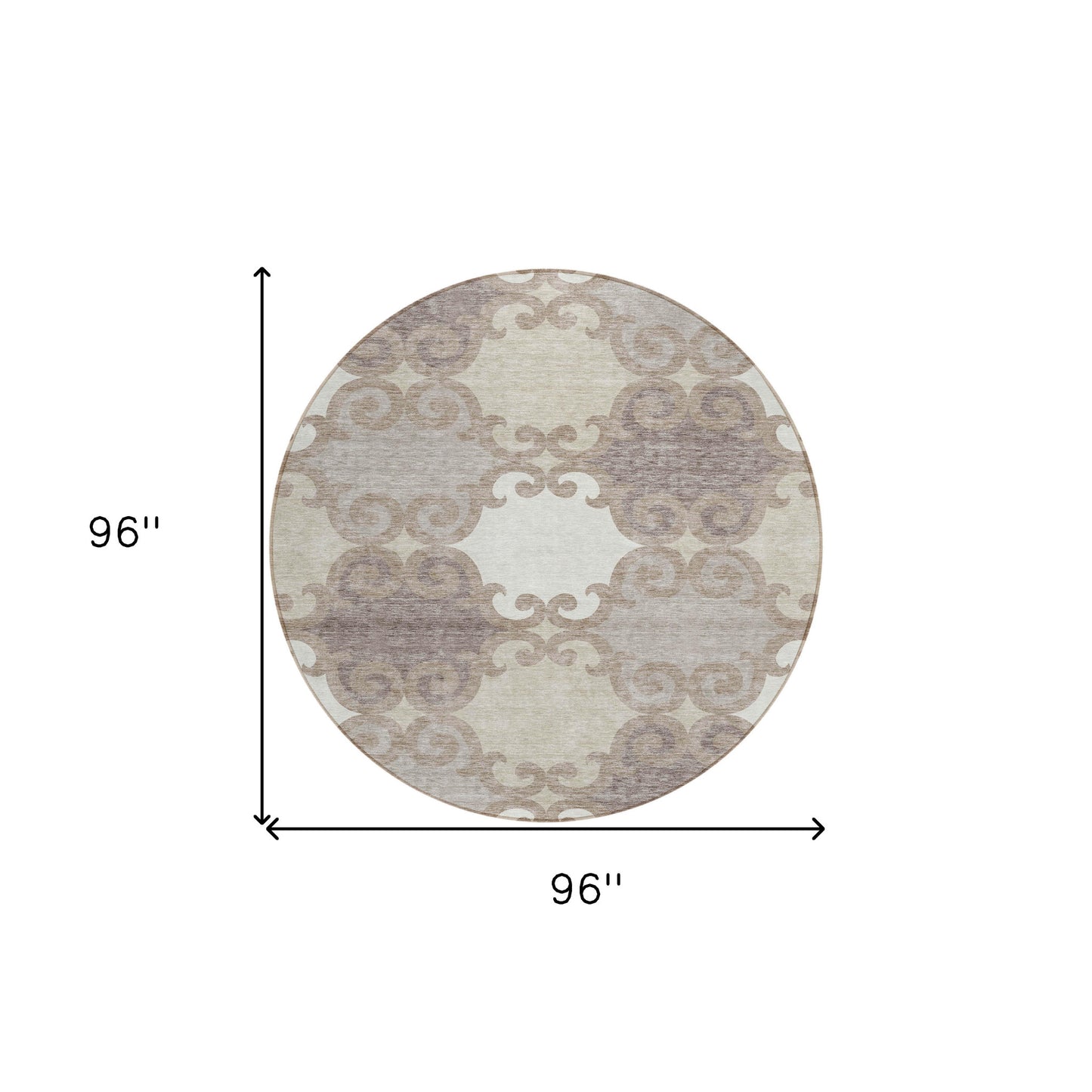 Tabselect Home Line 8' Taupe Beige And Gray Round Trellis Washable Indoor Outdoor Area Rug