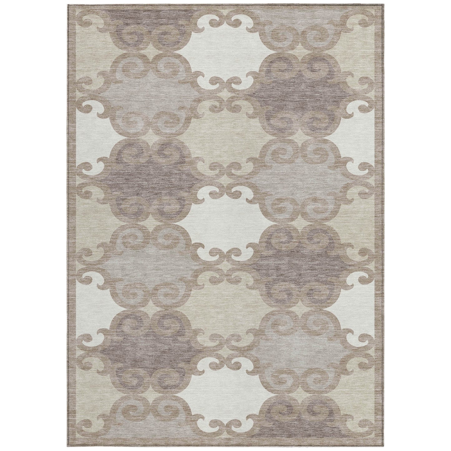 Tabselect Home Line 8' X 10' Taupe Beige And Gray Trellis Washable Indoor Outdoor Area Rug