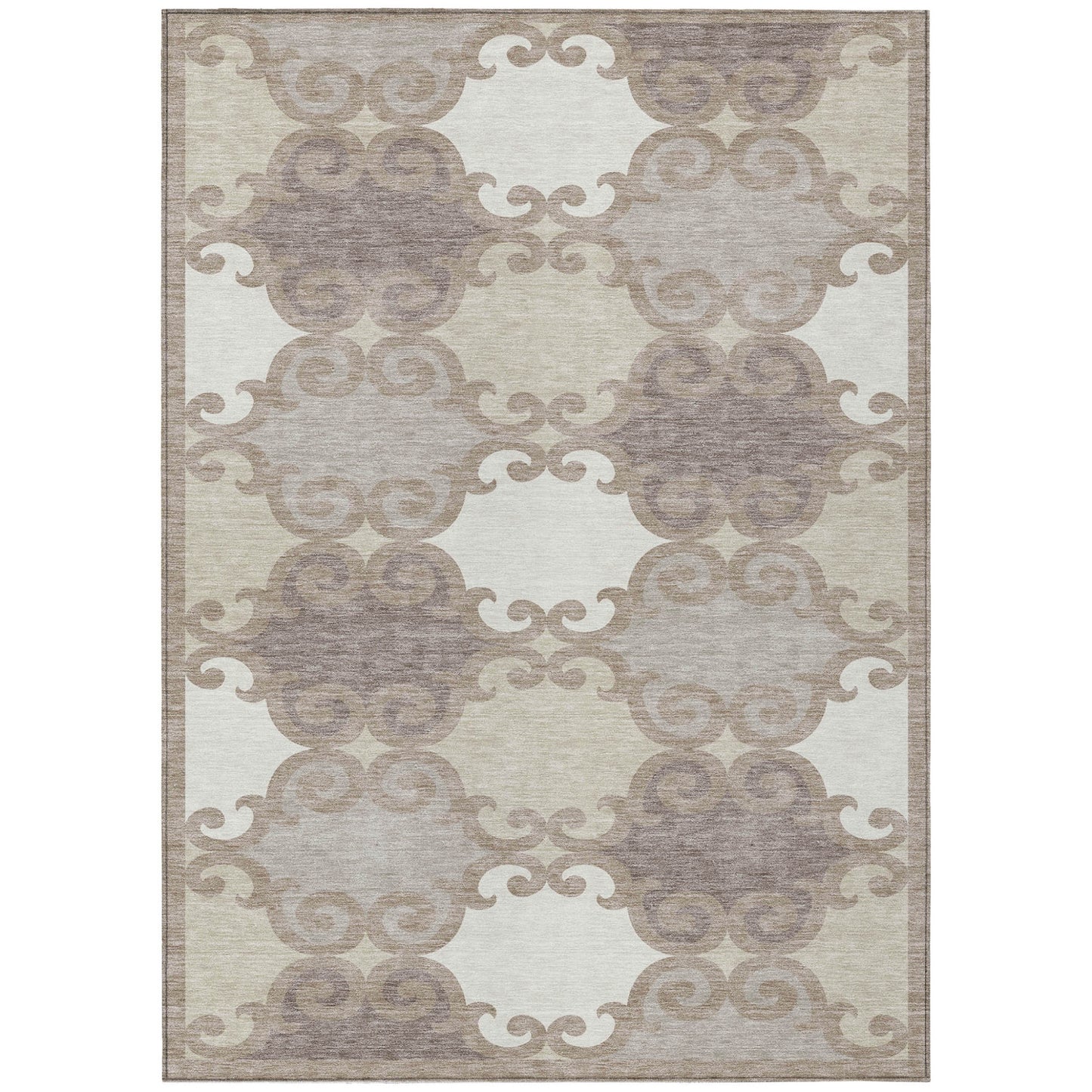Tabselect Home Line 8' X 10' Taupe Beige And Gray Trellis Washable Indoor Outdoor Area Rug