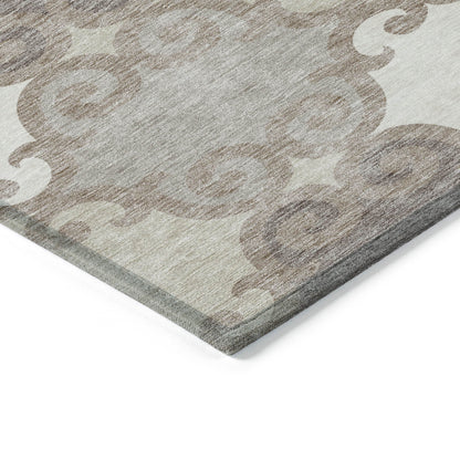 Tabselect Home Line 8' X 10' Taupe Beige And Gray Trellis Washable Indoor Outdoor Area Rug