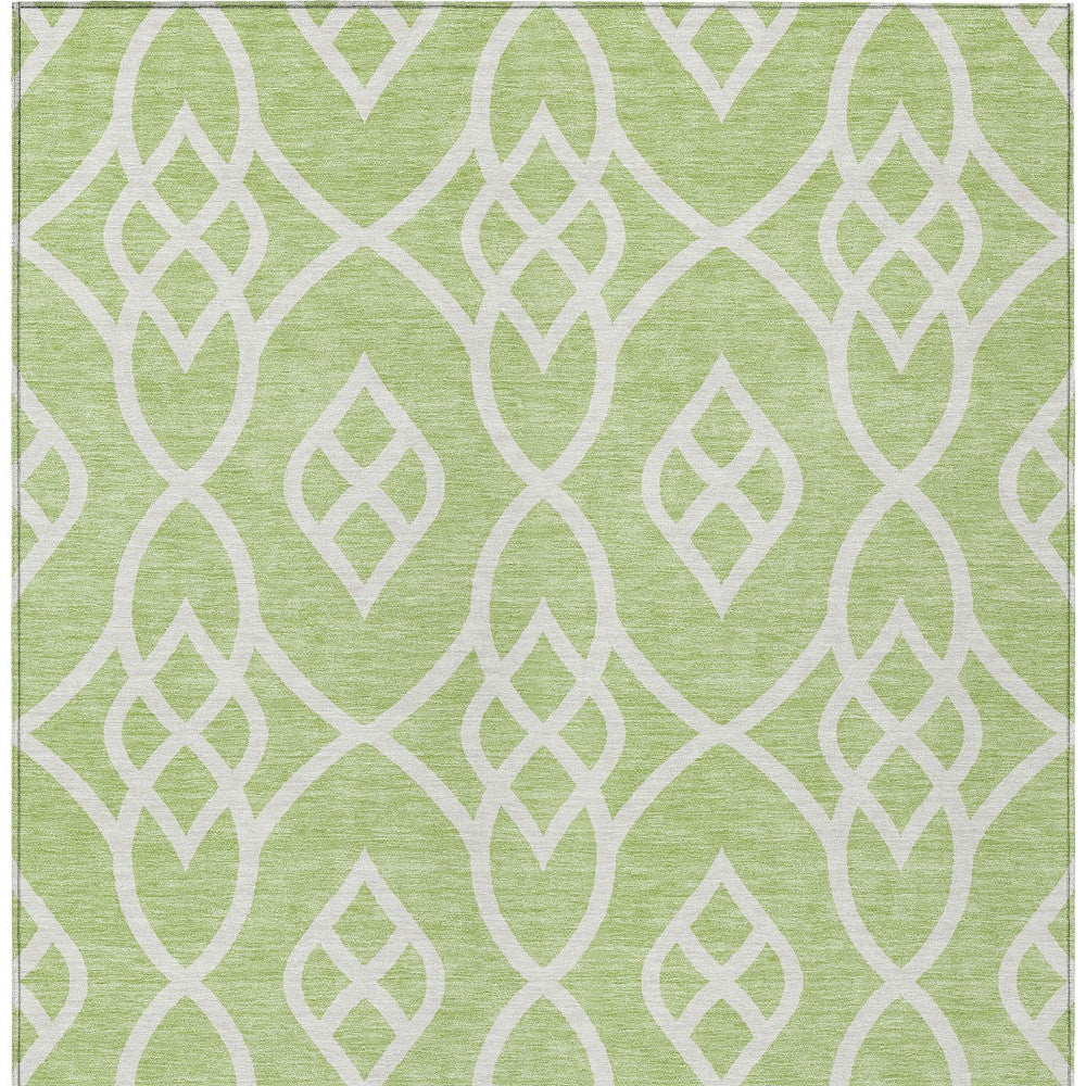 Tabselect Home Line 5' X 8' Artichoke Green And Ivory Trellis Washable Indoor Outdoor Area Rug