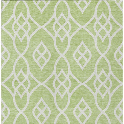 Tabselect Home Line 5' X 8' Artichoke Green And Ivory Trellis Washable Indoor Outdoor Area Rug