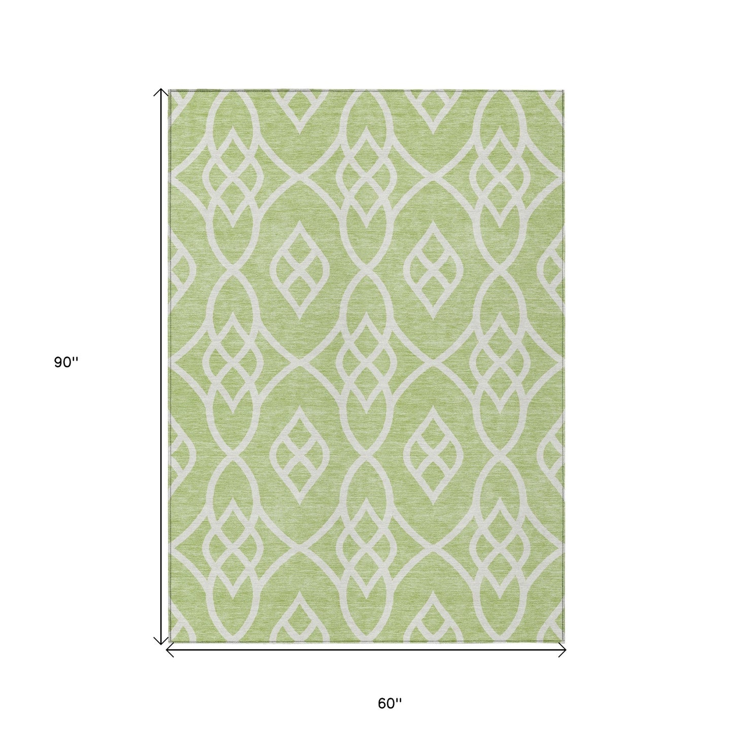 Tabselect Home Line 5' X 8' Artichoke Green And Ivory Trellis Washable Indoor Outdoor Area Rug