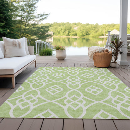 Tabselect Home Line 5' X 8' Artichoke Green And Ivory Trellis Washable Indoor Outdoor Area Rug