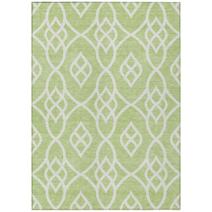 Tabselect Home Line 5' X 8' Artichoke Green And Ivory Trellis Washable Indoor Outdoor Area Rug