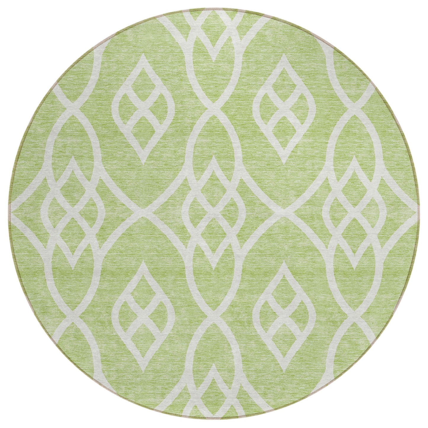 Tabselect Home Line 8' Artichoke Green And Ivory Round Trellis Washable Indoor Outdoor Area Rug