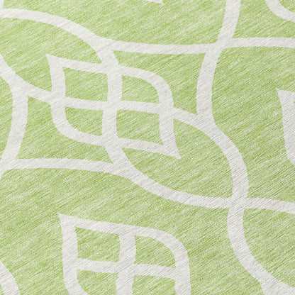 Tabselect Home Line 8' Artichoke Green And Ivory Round Trellis Washable Indoor Outdoor Area Rug