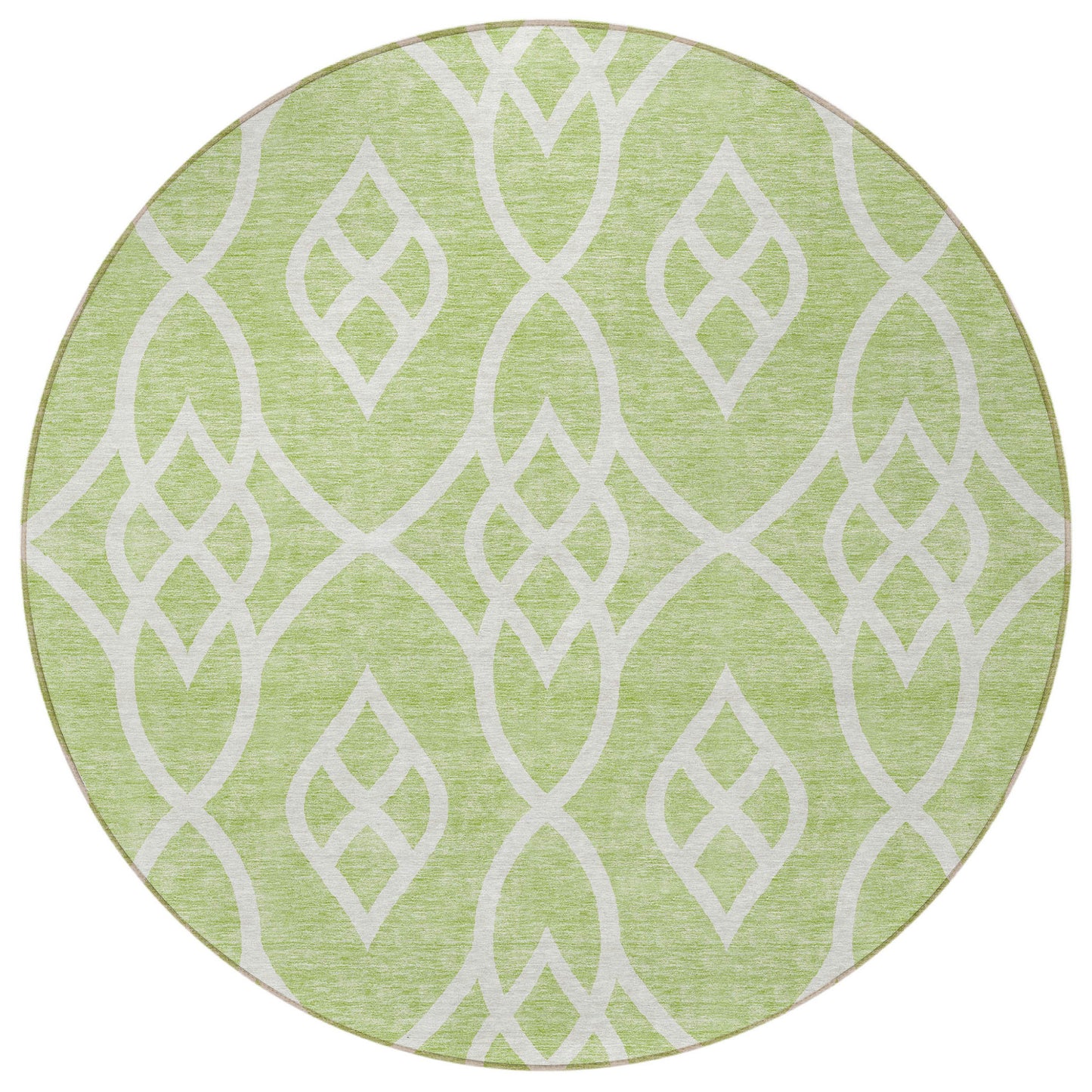 Tabselect Home Line 8' Artichoke Green And Ivory Round Trellis Washable Indoor Outdoor Area Rug