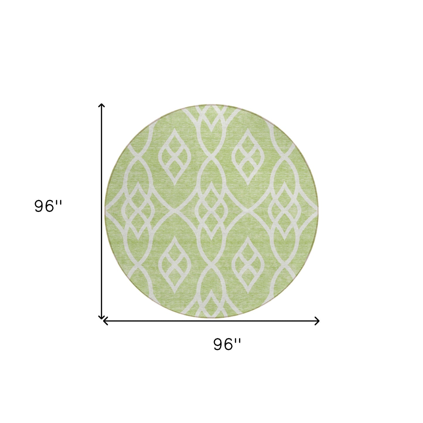 Tabselect Home Line 8' Artichoke Green And Ivory Round Trellis Washable Indoor Outdoor Area Rug