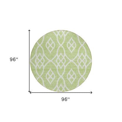 Tabselect Home Line 8' Artichoke Green And Ivory Round Trellis Washable Indoor Outdoor Area Rug