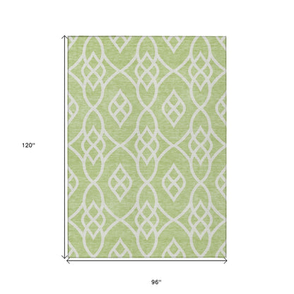 Tabselect Home Line 8' X 10' Artichoke Green And Ivory Trellis Washable Indoor Outdoor Area Rug