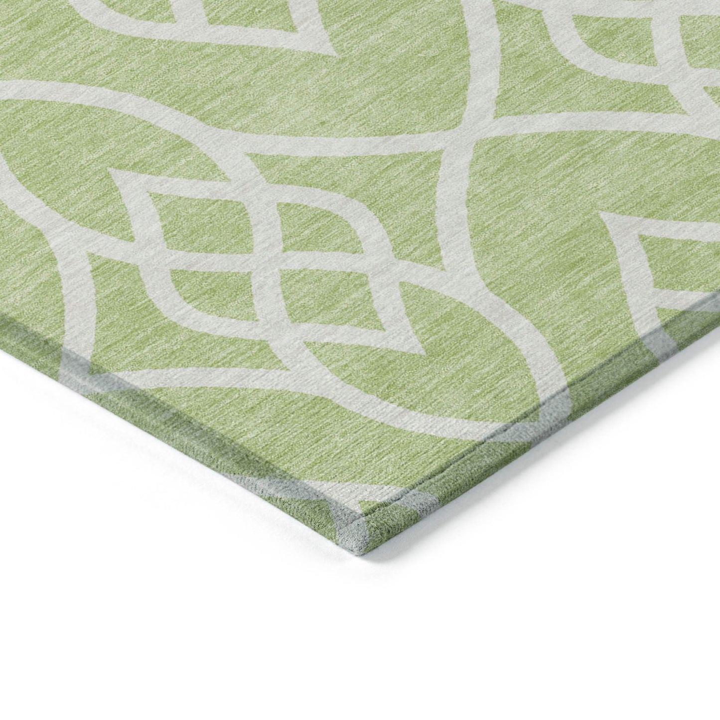 Tabselect Home Line 8' X 10' Artichoke Green And Ivory Trellis Washable Indoor Outdoor Area Rug