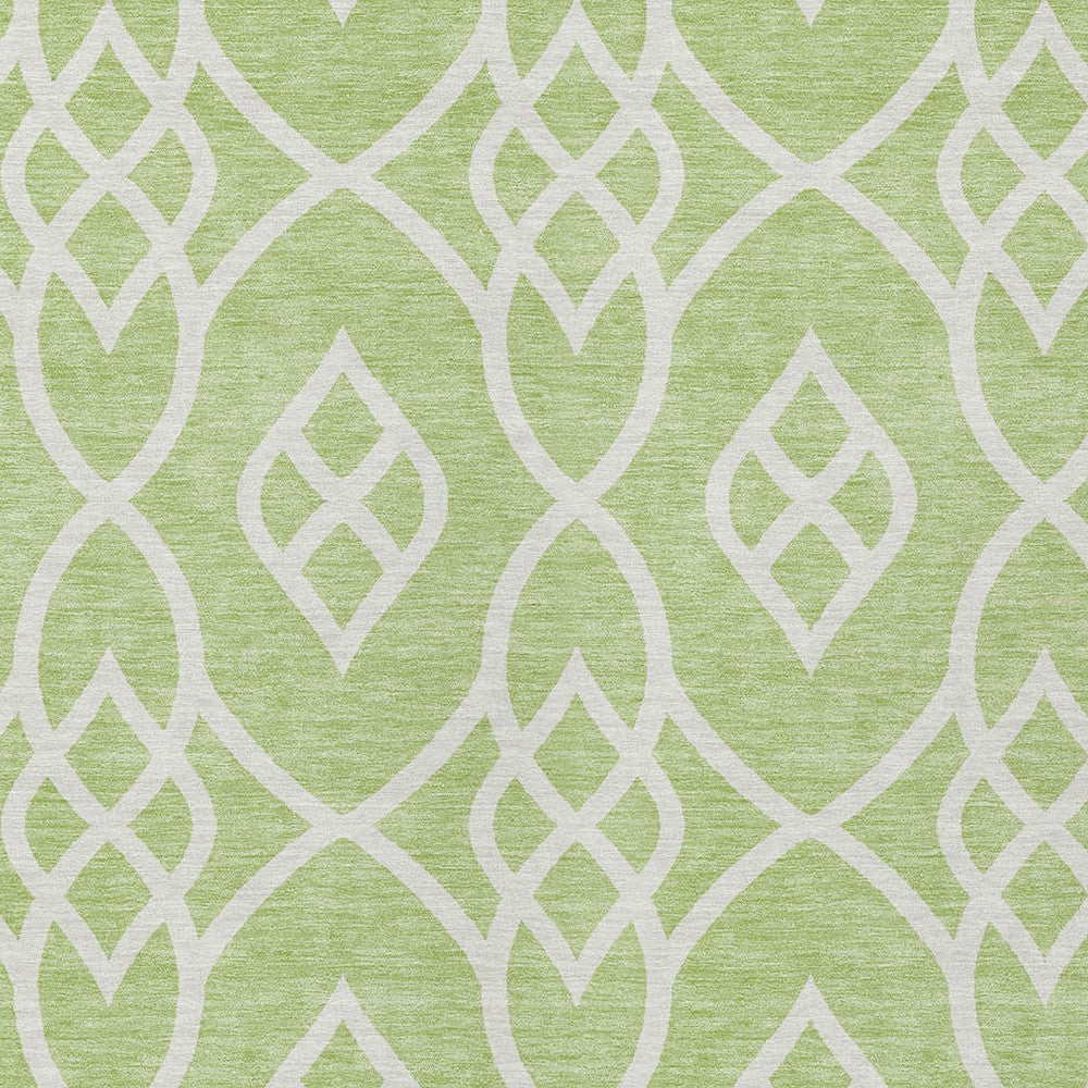 Tabselect Home Line 8' X 10' Artichoke Green And Ivory Trellis Washable Indoor Outdoor Area Rug