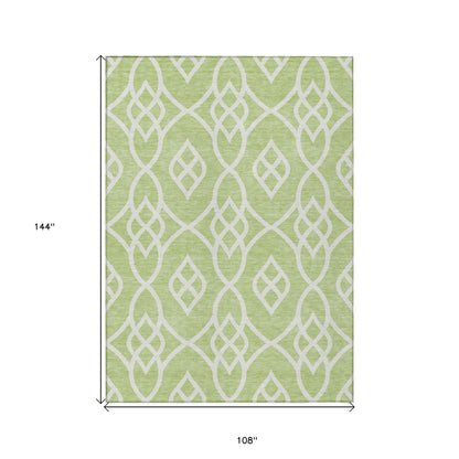 Tabselect Home Line 9' X 12' Artichoke Green And Ivory Trellis Washable Indoor Outdoor Area Rug