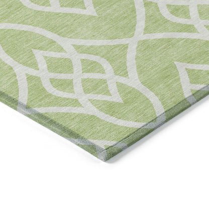 Tabselect Home Line 9' X 12' Artichoke Green And Ivory Trellis Washable Indoor Outdoor Area Rug