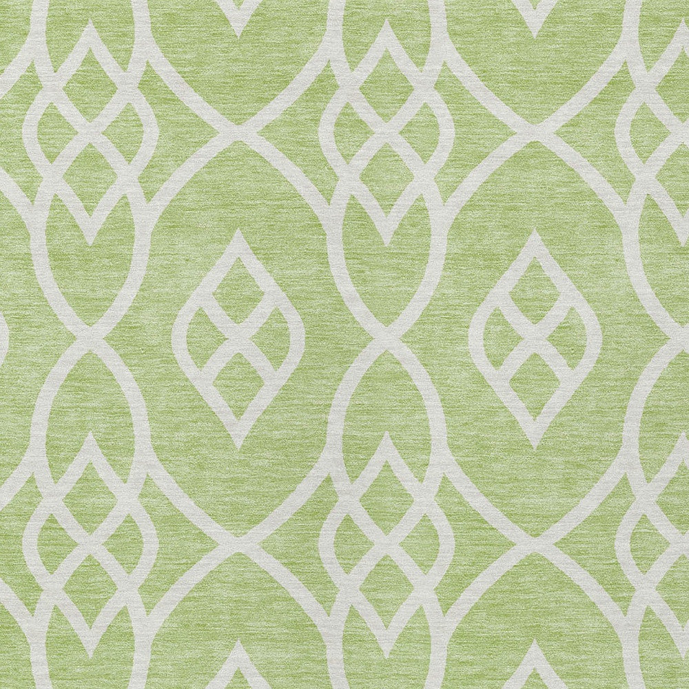 Tabselect Home Line 9' X 12' Artichoke Green And Ivory Trellis Washable Indoor Outdoor Area Rug