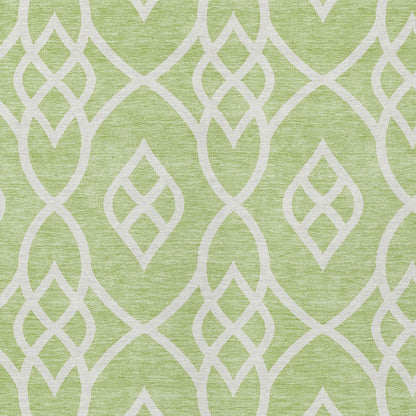 Tabselect Home Line 9' X 12' Artichoke Green And Ivory Trellis Washable Indoor Outdoor Area Rug