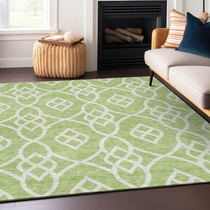 Tabselect Home Line 9' X 12' Artichoke Green And Ivory Trellis Washable Indoor Outdoor Area Rug