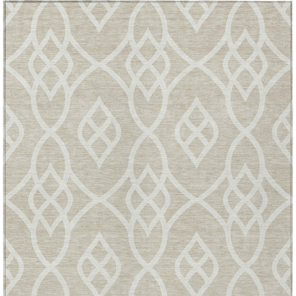 Tabselect Home Line 5' X 8' Beige And Ivory Trellis Washable Indoor Outdoor Area Rug