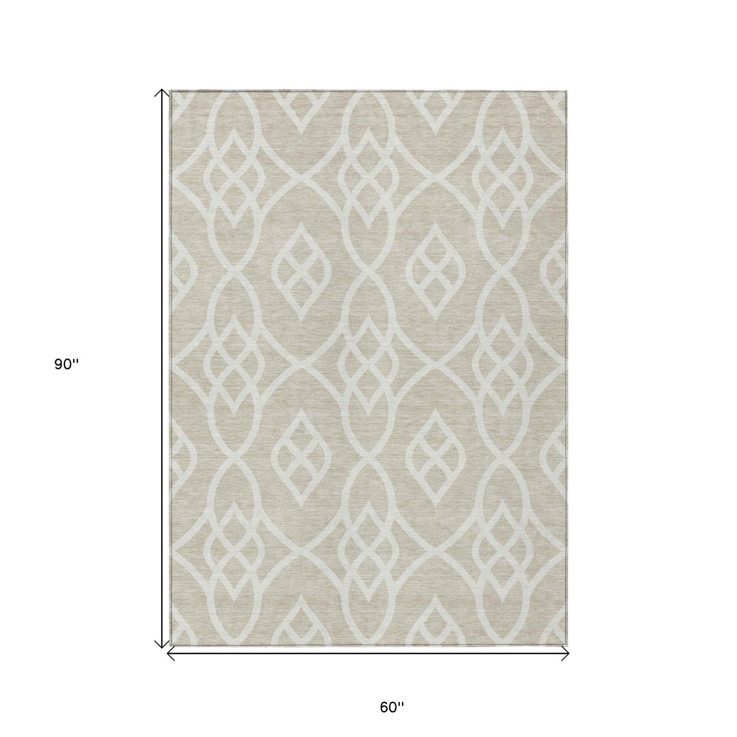 Tabselect Home Line 5' X 8' Beige And Ivory Trellis Washable Indoor Outdoor Area Rug