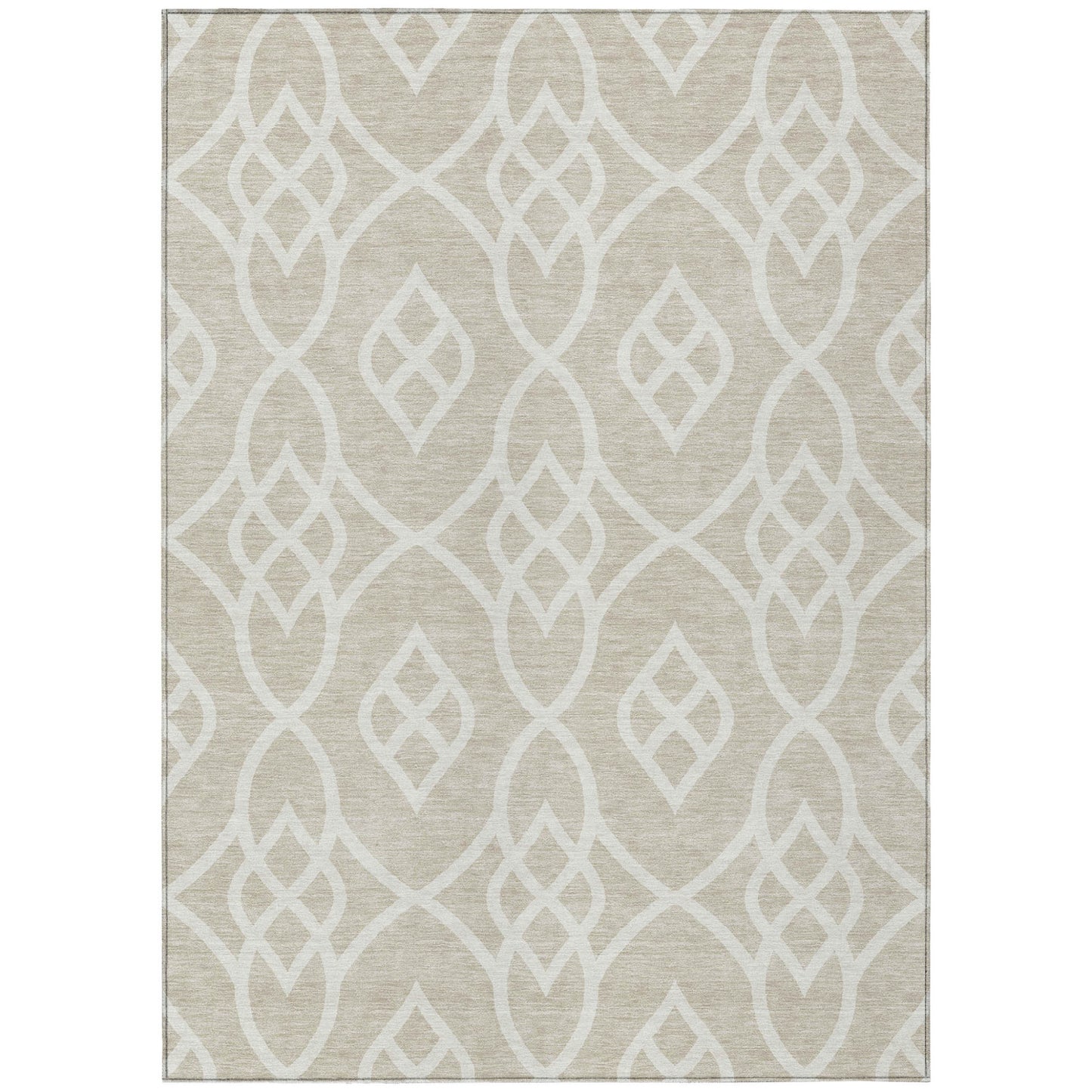 Tabselect Home Line 5' X 8' Beige And Ivory Trellis Washable Indoor Outdoor Area Rug