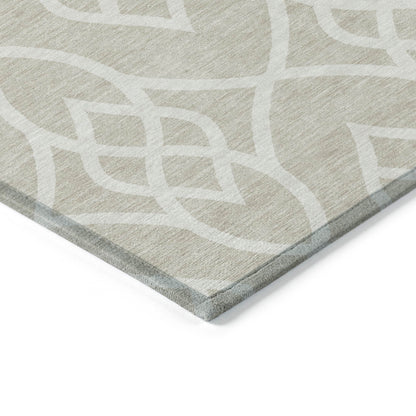 Tabselect Home Line 5' X 8' Beige And Ivory Trellis Washable Indoor Outdoor Area Rug