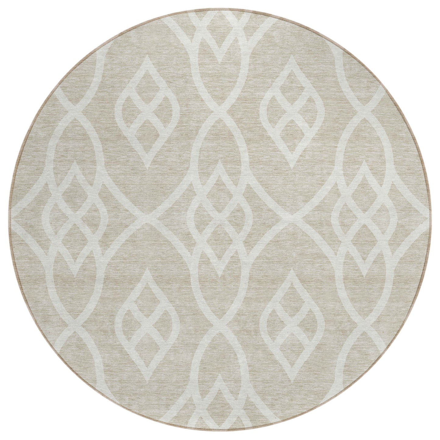 Tabselect Home Line 8' Beige And Ivory Round Trellis Washable Indoor Outdoor Area Rug