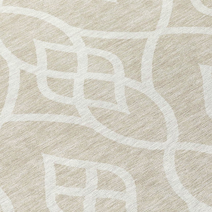 Tabselect Home Line 8' Beige And Ivory Round Trellis Washable Indoor Outdoor Area Rug