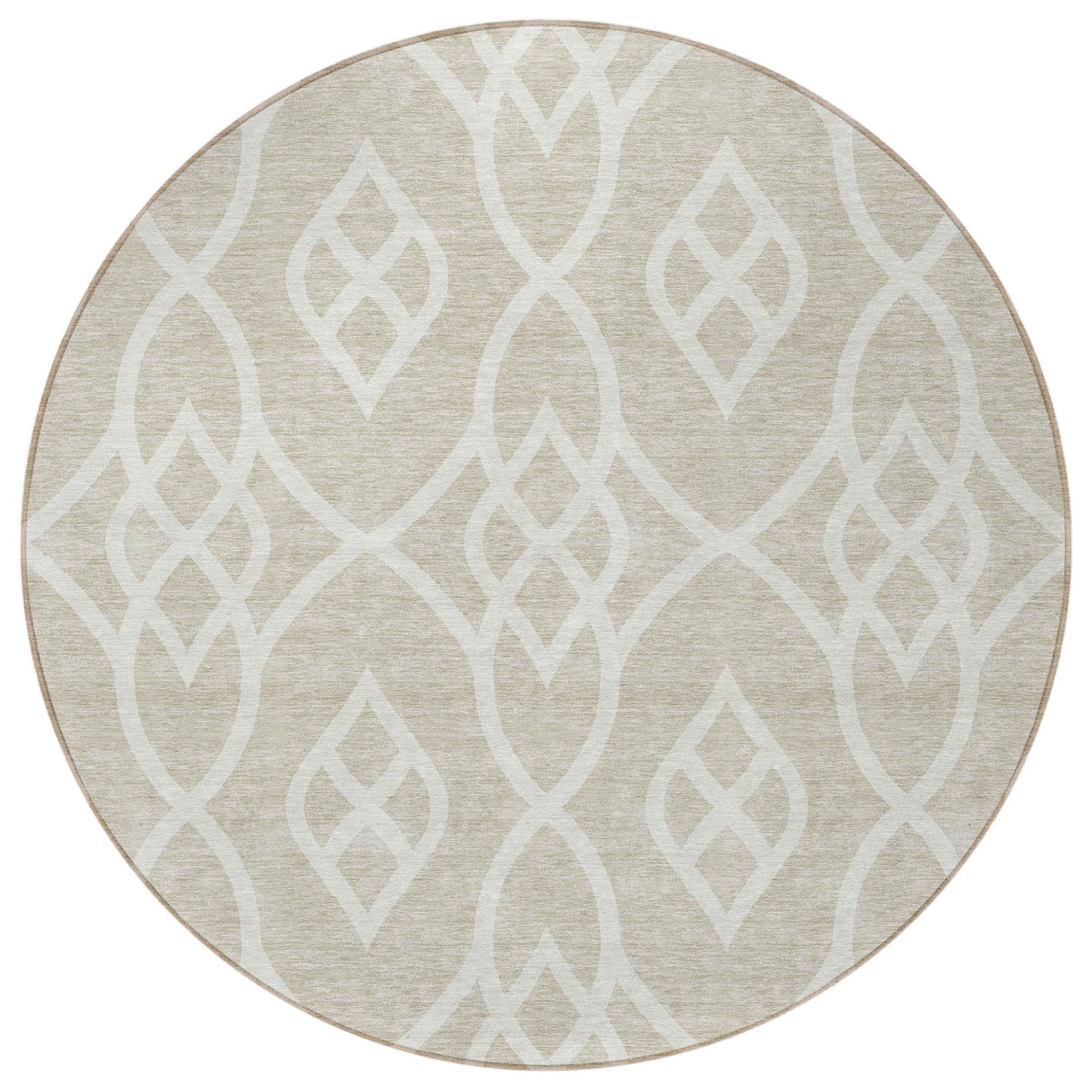 Tabselect Home Line 8' Beige And Ivory Round Trellis Washable Indoor Outdoor Area Rug