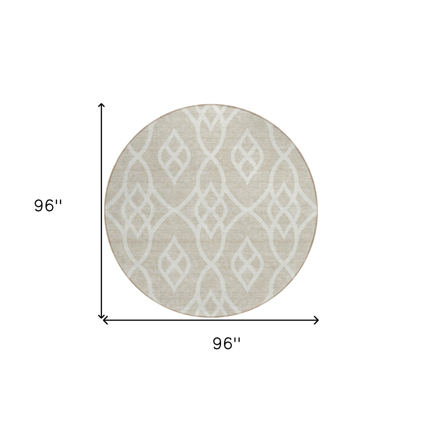 Tabselect Home Line 8' Beige And Ivory Round Trellis Washable Indoor Outdoor Area Rug