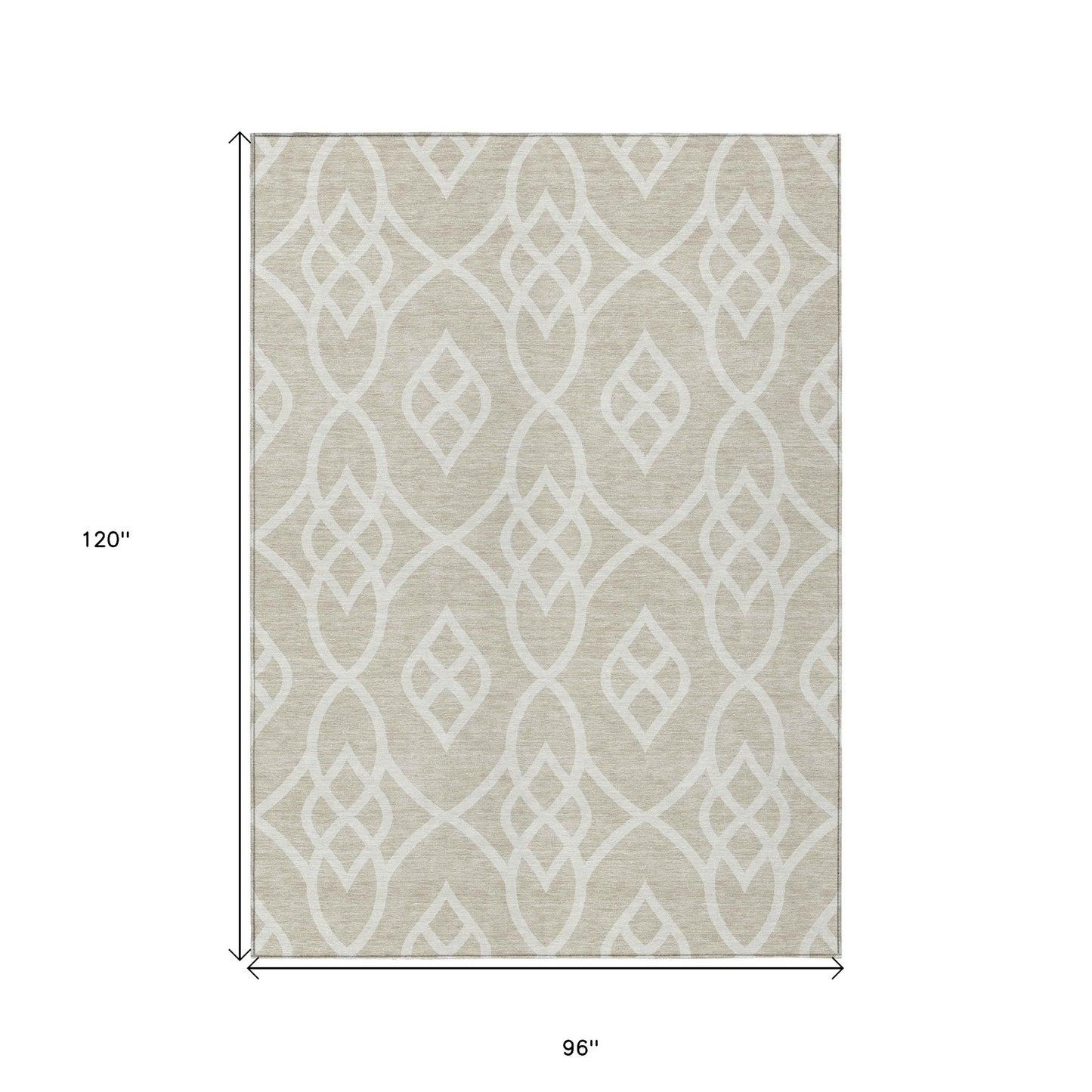 Tabselect Home Line 8' X 10' Beige And Ivory Trellis Washable Indoor Outdoor Area Rug