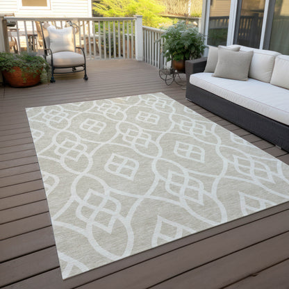 Tabselect Home Line 8' X 10' Beige And Ivory Trellis Washable Indoor Outdoor Area Rug