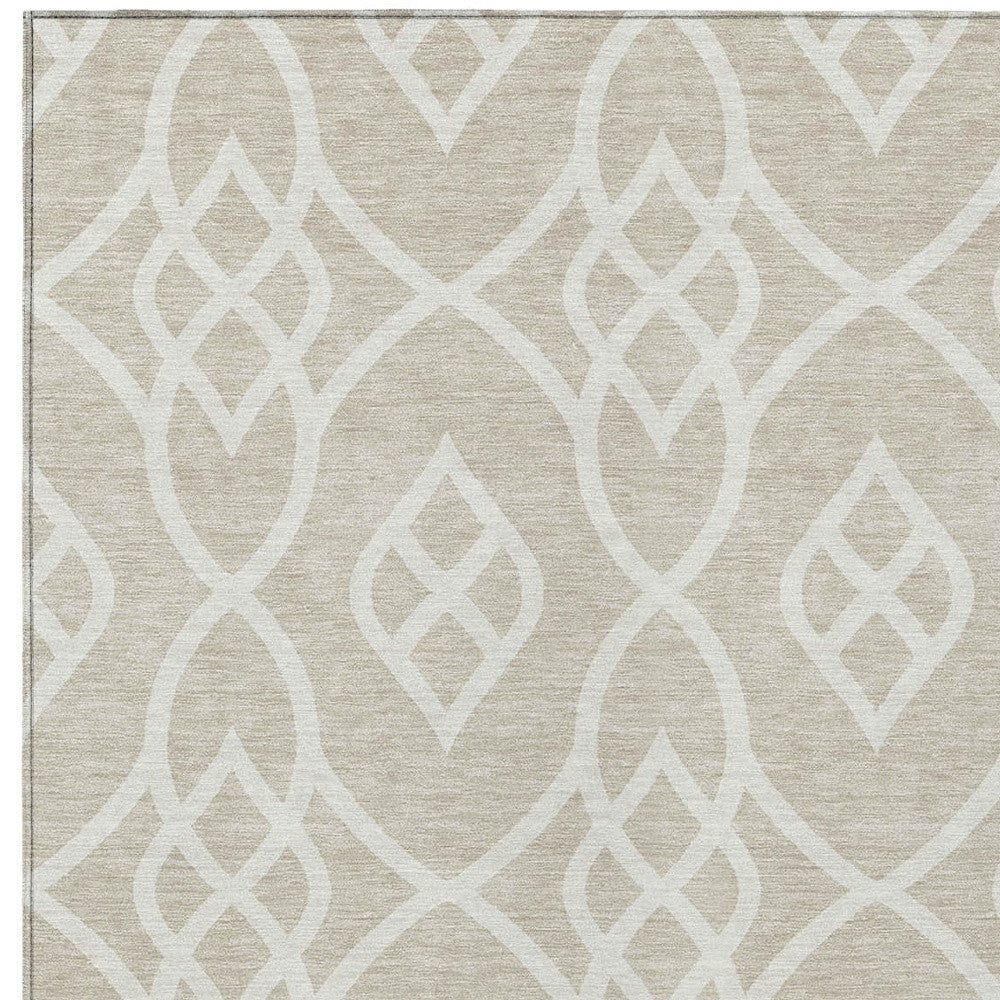 Tabselect Home Line 8' X 10' Beige And Ivory Trellis Washable Indoor Outdoor Area Rug