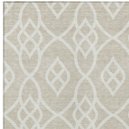 Tabselect Home Line 8' X 10' Beige And Ivory Trellis Washable Indoor Outdoor Area Rug