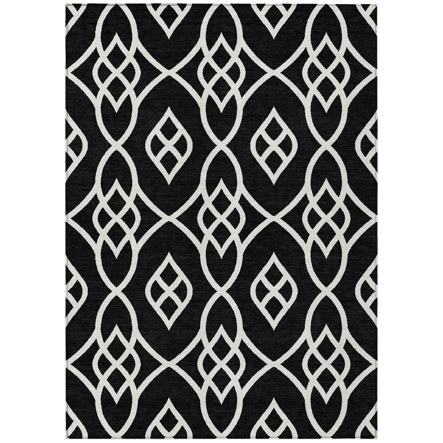 Tabselect Home Line 5' X 8' Black And Ivory Trellis Washable Indoor Outdoor Area Rug