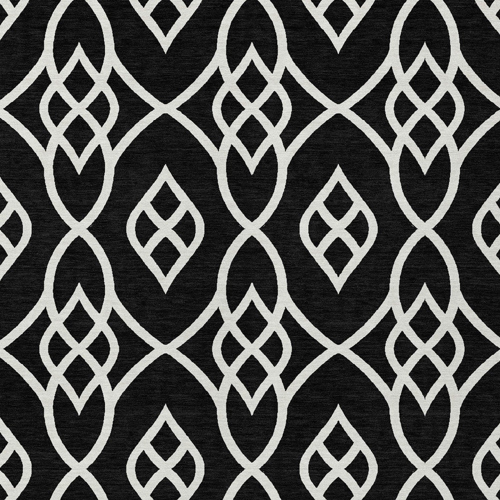 Tabselect Home Line 8' X 10' Black And Ivory Trellis Washable Indoor Outdoor Area Rug