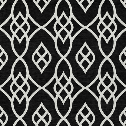 Tabselect Home Line 8' X 10' Black And Ivory Trellis Washable Indoor Outdoor Area Rug