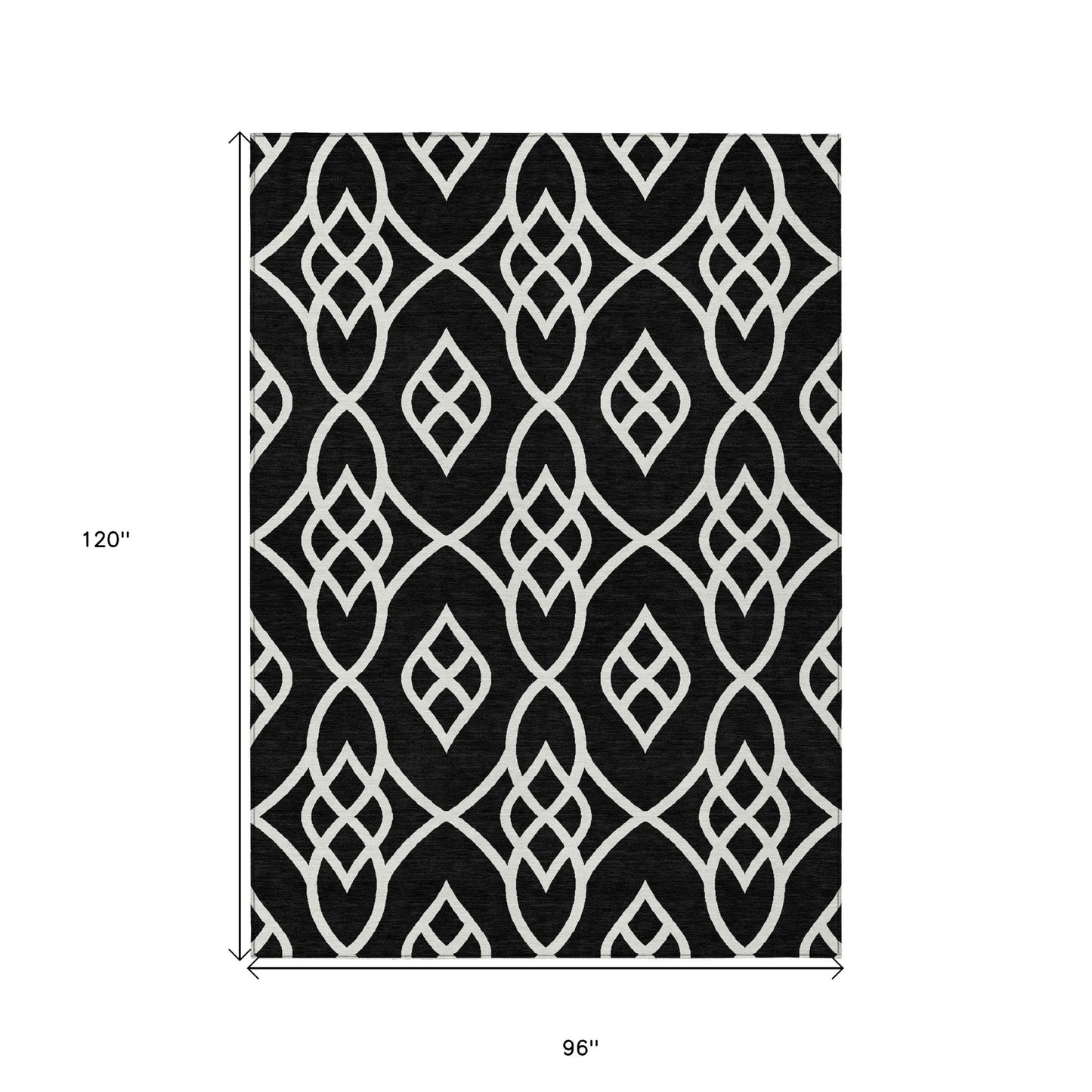 Tabselect Home Line 8' X 10' Black And Ivory Trellis Washable Indoor Outdoor Area Rug