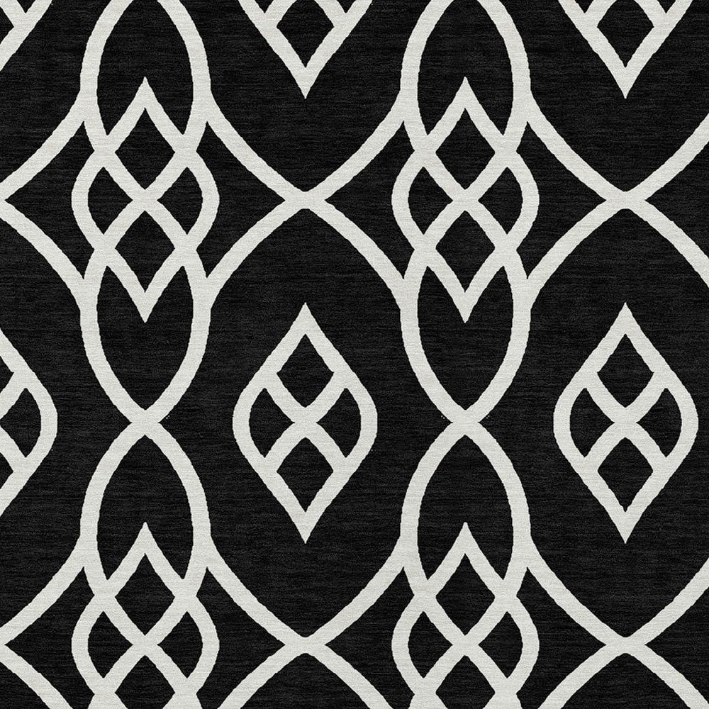 Tabselect Home Line 8' X 10' Black And Ivory Trellis Washable Indoor Outdoor Area Rug