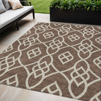 Tabselect Home Line 5' X 8' Chocolate And Ivory Trellis Washable Indoor Outdoor Area Rug