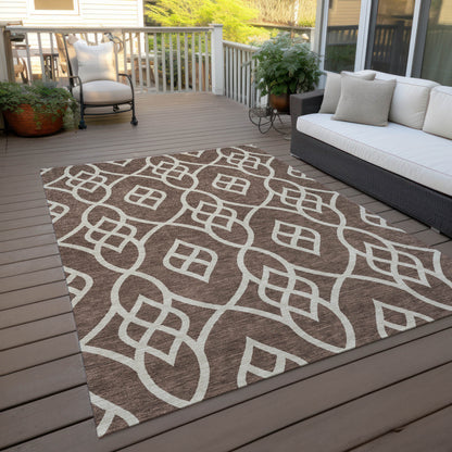 Tabselect Home Line 5' X 8' Chocolate And Ivory Trellis Washable Indoor Outdoor Area Rug