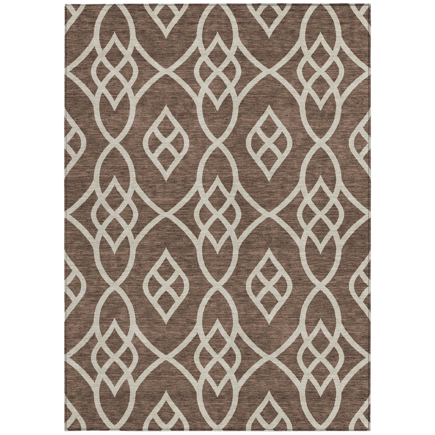 Tabselect Home Line 5' X 8' Chocolate And Ivory Trellis Washable Indoor Outdoor Area Rug