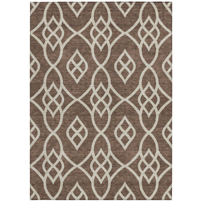 Tabselect Home Line 5' X 8' Chocolate And Ivory Trellis Washable Indoor Outdoor Area Rug